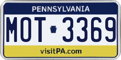 PA license plate MOT3369