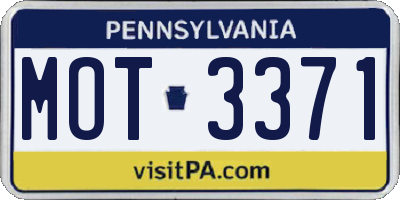PA license plate MOT3371
