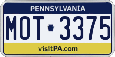 PA license plate MOT3375