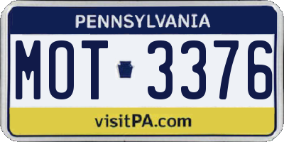 PA license plate MOT3376