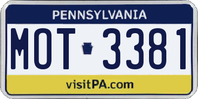 PA license plate MOT3381
