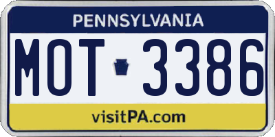 PA license plate MOT3386