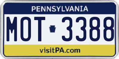 PA license plate MOT3388