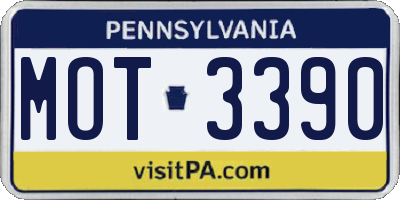 PA license plate MOT3390