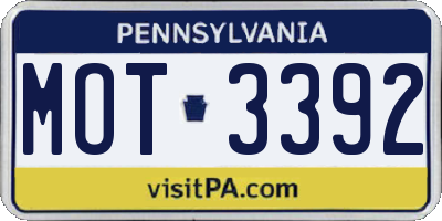 PA license plate MOT3392