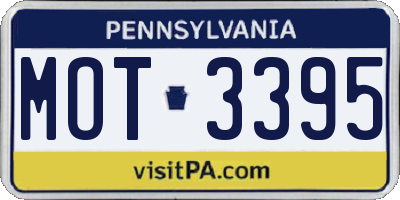 PA license plate MOT3395