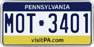 PA license plate MOT3401