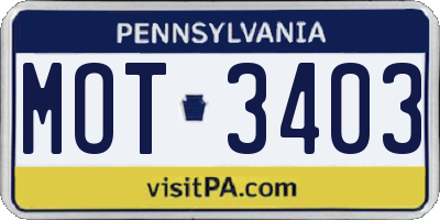PA license plate MOT3403