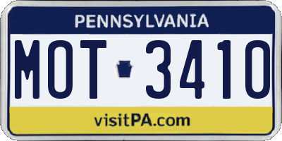 PA license plate MOT3410