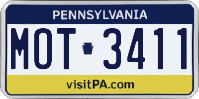 PA license plate MOT3411