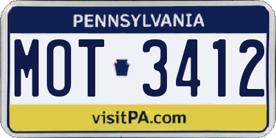 PA license plate MOT3412