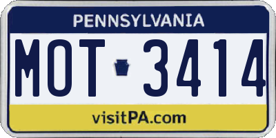 PA license plate MOT3414