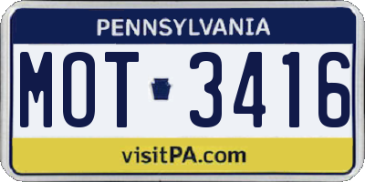 PA license plate MOT3416