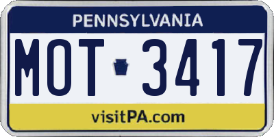 PA license plate MOT3417