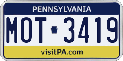 PA license plate MOT3419