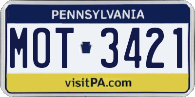 PA license plate MOT3421