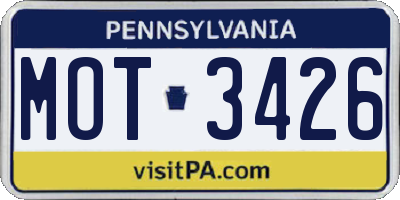 PA license plate MOT3426