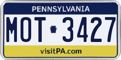 PA license plate MOT3427