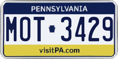 PA license plate MOT3429