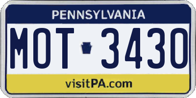 PA license plate MOT3430
