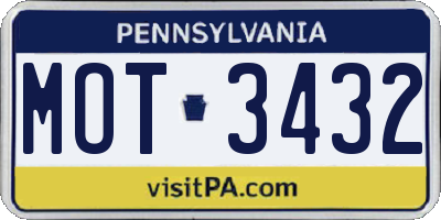 PA license plate MOT3432