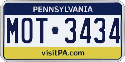 PA license plate MOT3434