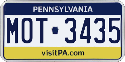PA license plate MOT3435