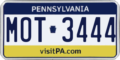 PA license plate MOT3444