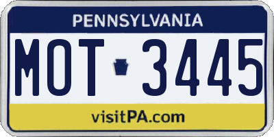 PA license plate MOT3445