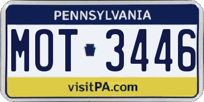 PA license plate MOT3446