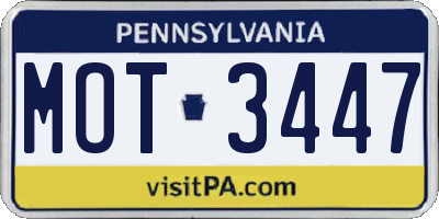 PA license plate MOT3447