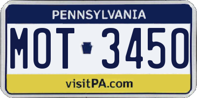 PA license plate MOT3450