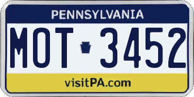 PA license plate MOT3452