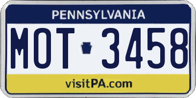 PA license plate MOT3458
