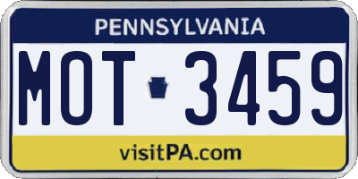 PA license plate MOT3459
