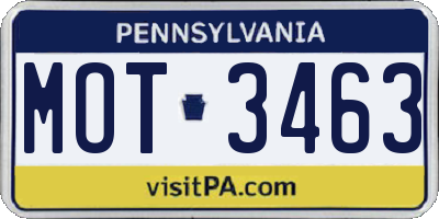 PA license plate MOT3463