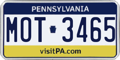 PA license plate MOT3465