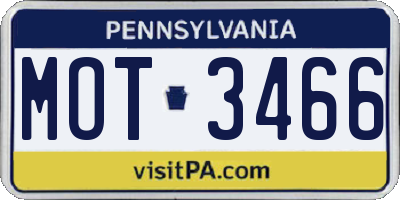 PA license plate MOT3466