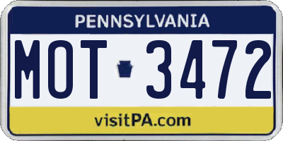 PA license plate MOT3472