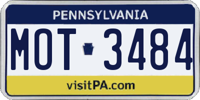 PA license plate MOT3484