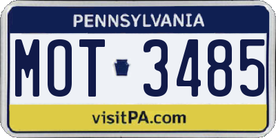 PA license plate MOT3485
