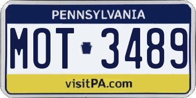 PA license plate MOT3489