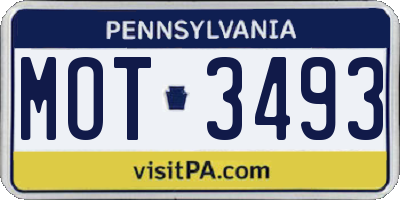 PA license plate MOT3493