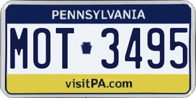 PA license plate MOT3495