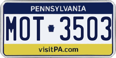 PA license plate MOT3503