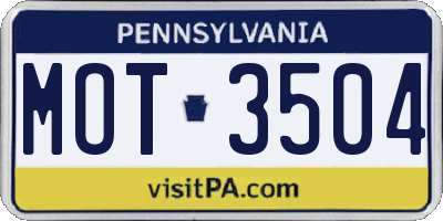 PA license plate MOT3504