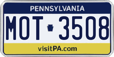 PA license plate MOT3508