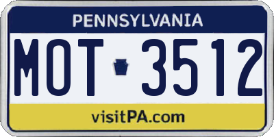 PA license plate MOT3512