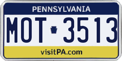 PA license plate MOT3513