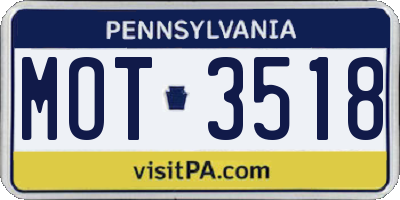 PA license plate MOT3518